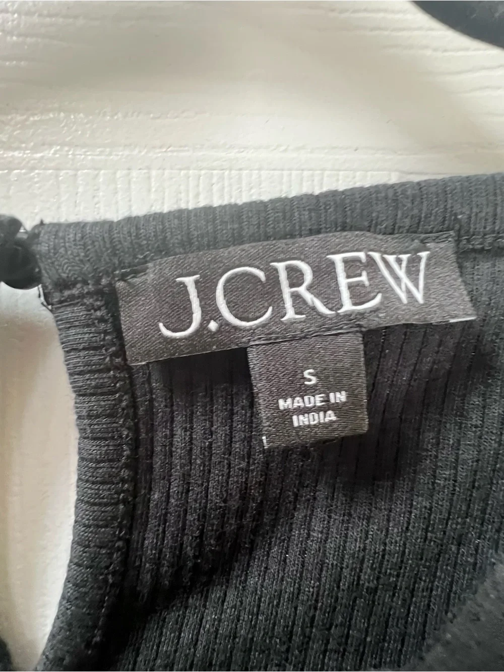J. Crew Black Ribbed Knit Top with Eyelet Balloon Sleeves